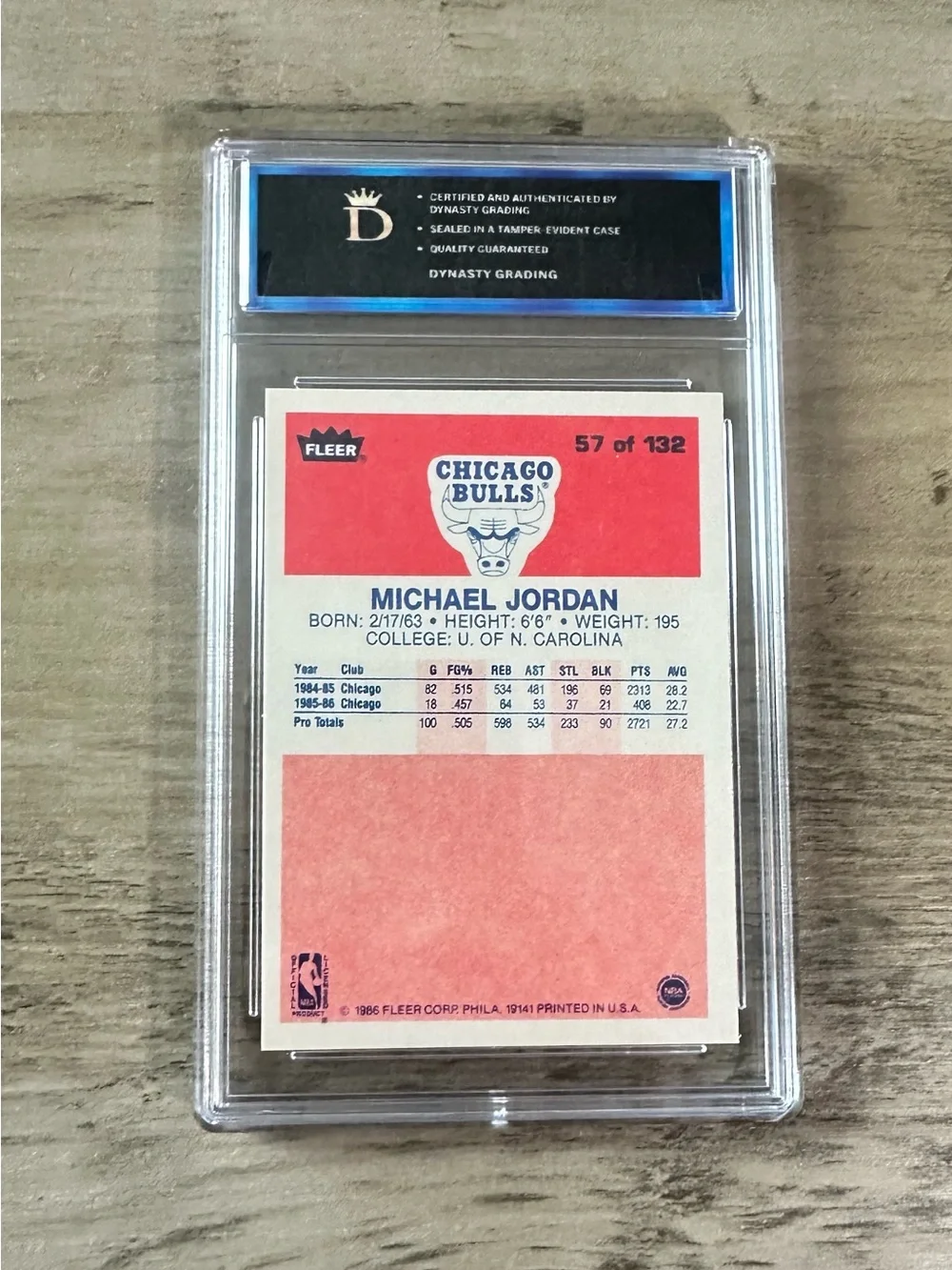 Michael Jordan Rookie 1986 Fleer #57 Gem Mint 10 Novelty Card. Chicago Bulls.